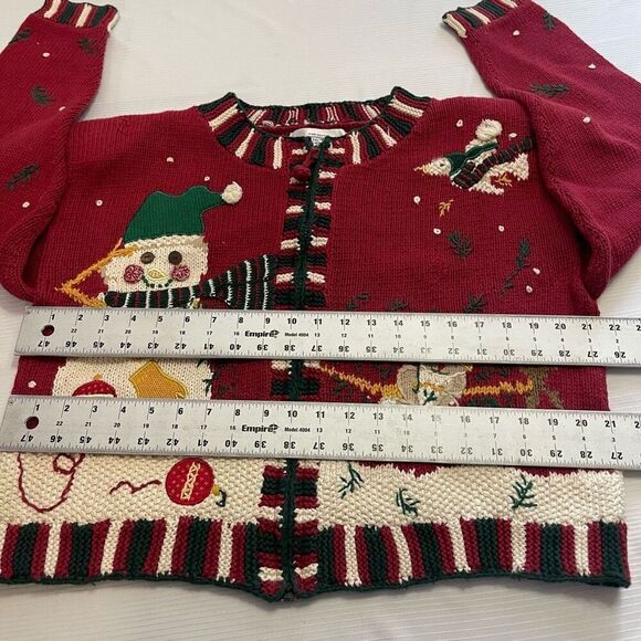 Eagle’s Eye VTG Snowman Embroidered Sweater Cardigan Size Medium - Picture 5 of 10